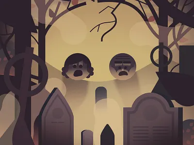 Twodots Postcard #18 graves halloween skull