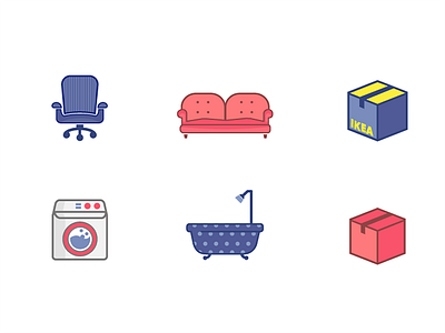 Need help on moving? bath box chair cute furniture ikea illustration moving office sofa tub washing