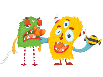 Monsters beeline character color digital illustration monsters