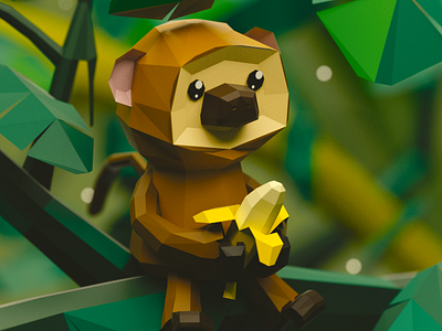 It's a Monkey 3d 3dmodeling banana jungle lowpoly monkey paperpoly