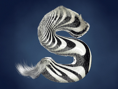 S Zebra!! 3d 3dtype animal c4d cinema4d letter render vray zebra