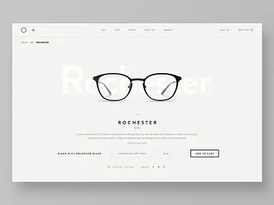 E-commerce Website clean e commerce eyewear fashion glasses minimalist product ui user interface web webdesign website