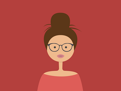 Georgette flat girl glass haircut illustration