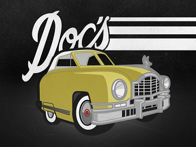 Back to the Future Doc's Car automobile back to the future black car convertible movie packard script vintage yellow