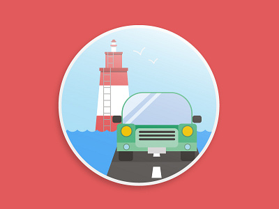 Flat Lorient car flat illustration lighthouse lorient road sea