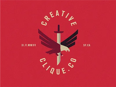 Creative Clique Co bird die eagle flat illustration murder numerals red roman sword typography