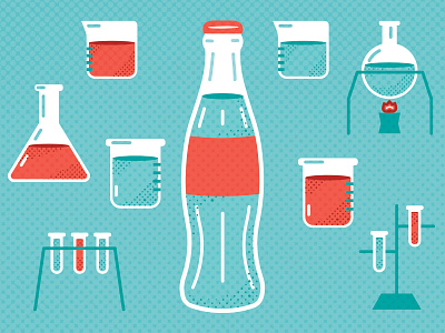 Soda Science beaker bottle experiment halftone laboratory science soda