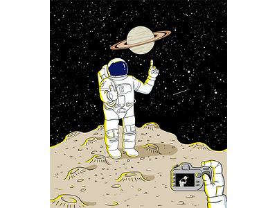 Posing Astronaut astronaut camera click extra terrestrial illustration outer space photograph planet pose saturn space universe