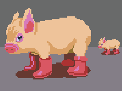 Pixel Dailies Pig pig pixel art pixels wellington boots