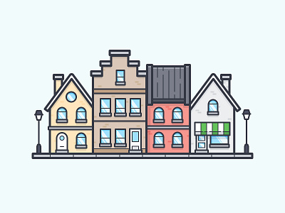 City Landscape block building city daily challenge home house icon store street vector