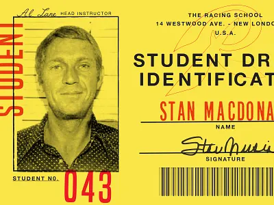 Racing School ID Card card id racecar racing steve mcqueen student wip