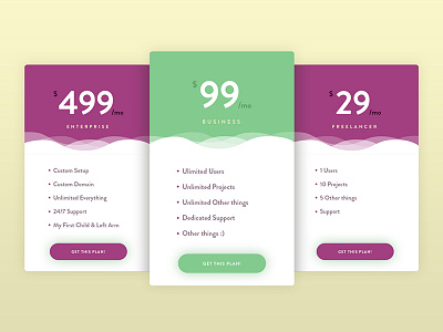 Daily Design 007 - Pricing Table daily design dailyui pricing table ui