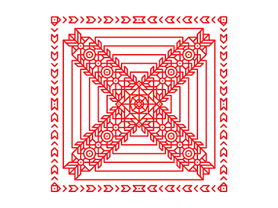 X Drop Cap alphabet decorative geometry letter lettering linework pattern red typography vector x