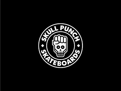 Skull Punch Skateboards fist hand line logo punch simple skateboard skull