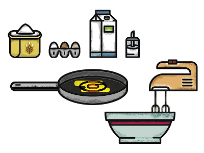 Baking Pancakes baking eggs electric whisk flour milk pan pancakes sugar