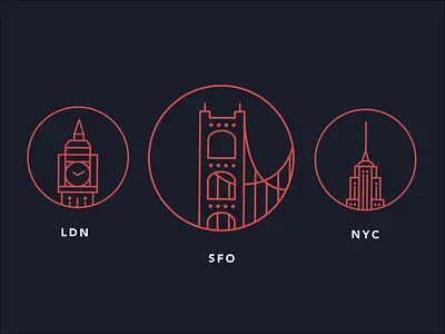 Office Locations big ben empire state building flat golden gate bridge icon illustration lines london new york city nyc san francisco sf