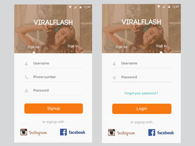 App login screens