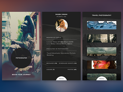 Fotografer App Concept adventure argentina photography profile splash thailand travel