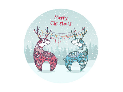 Deer christmas deer festive illustration ornament snow totem winter forest winter