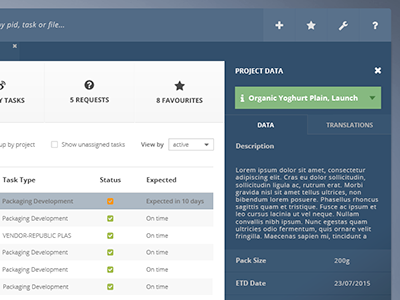 Tabbed Project Interface application design management tabs ui design