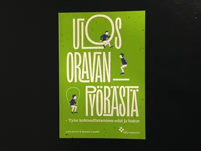 Ulos Oravanpyörästä book cover cover illustration lettering title vector