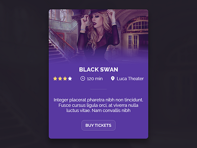 Movie Card card cinema movie purple tickets ui ux web widget