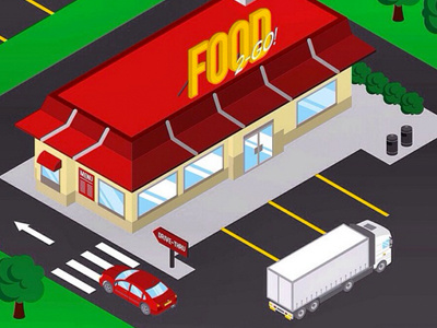 Food-2-go! animation cars delivery drivethrough fastfood food illustration lorry vector vehicles