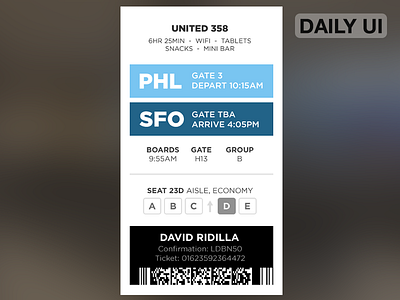 DailyUI - Boarding Pass boarding dailyui pass ui ux