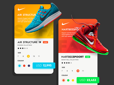 Daily UI #15 - Nike Cards design flat futuristic material metro modern nike sketch store ui ultra website