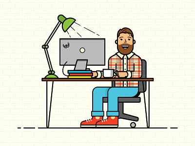 Workspace beard desk illustration workhorse workspace