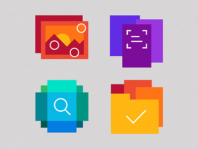 Icons color flat folder graphic icons illustration logo photo scan vector