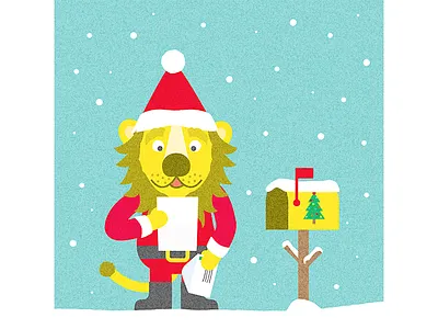 Lettre au Père Noël christmas enfants illustration kids letter lettre lion noel