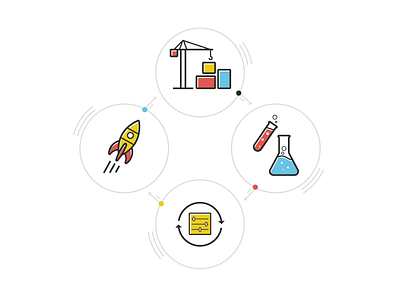 Continuous Delivery branding color geometric illustration line drawing vector