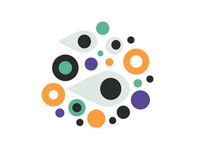 Distractible circle dots eye mint orange