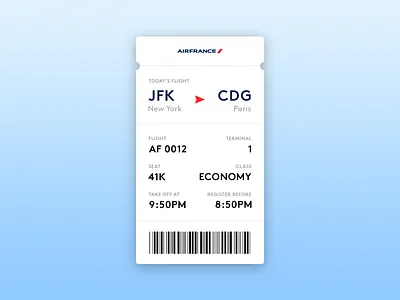 Day 24 — Boarding Pass 024 24 air boarding dailyui day france gradient pass shadow ui