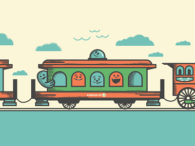 Choo Choo Part Deux illustration monsters nashville texture train vector