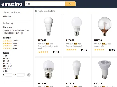 Ecommerce Search result page - Demo algolia amazon api ikea javascript search tutorial ux