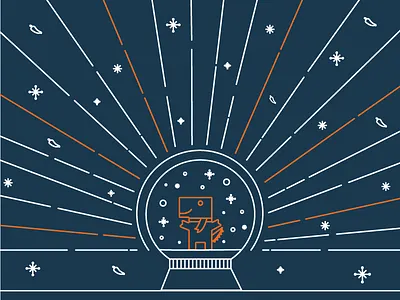 SpiceRex in a snow globe illustration line art