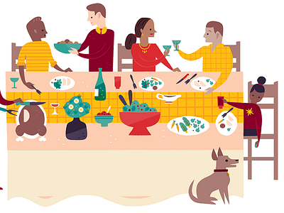Holiday Table christmas christmas card editorial illustration family family dinner food illustration holiday card holiday illustration holiday table illustration