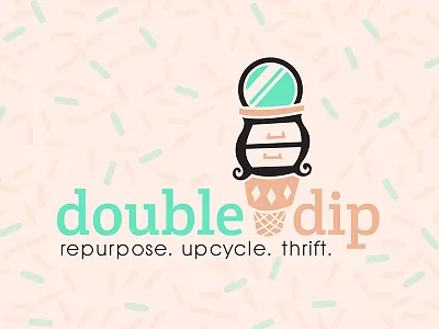 Double Dip Logo Concept consignment ice cream logo mint repurpose sprinkles thrift upcycle