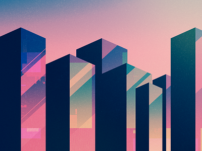 glitch buildings city glitch illustration reflection sunset