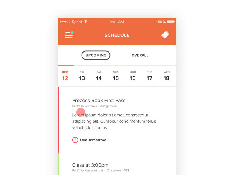 Scheduler app calendar class gif interaction schedule sketch ui web week