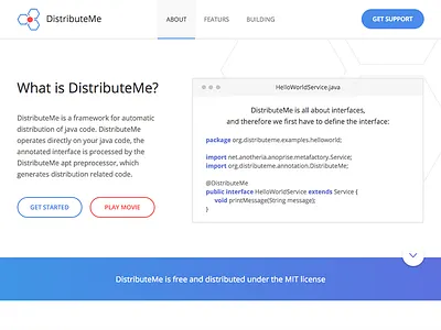 DistributeMe One page background button code flat landing light logo overview product tabs window