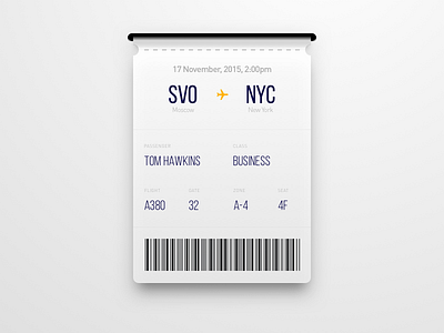 Boarding Pass 024 boarding pass dailyui paper plane skeuomorphism