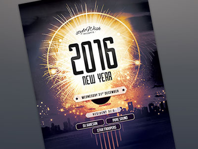 New Year Flyer anniversary celebration firework fireworks flyer graphic design graphicriver new year night poster print template