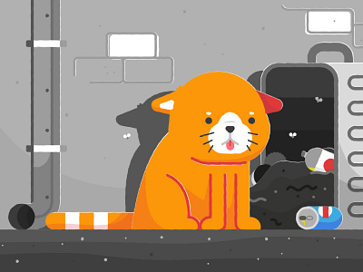 Sad Derp Cat alley cat garbage illustration lonely orange rubbish sad stray trash