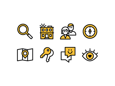 Apartment Hunting Icons apartment apartment hunting flat icons illustration keys map message minimal nooklyn outline roommates