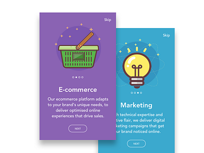 Day 022 - Onboarding agency basket bulb cart dailyui design ecommerce illustration marketing onboarding ui