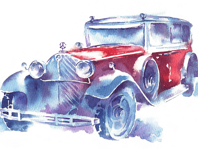 Retro Adventure - 01 cars retro travel watercolor