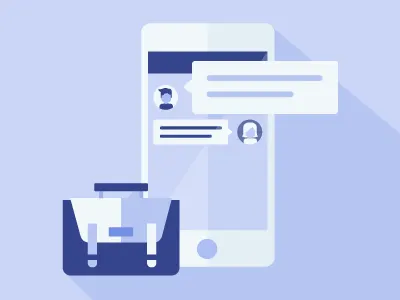 How it works app bag illustration messenger mobile phone shopping vector